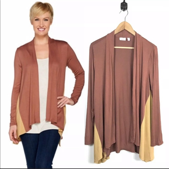 LOGO Layers Brown Goldstein Open Front Cardigan - Picture 6 of 6